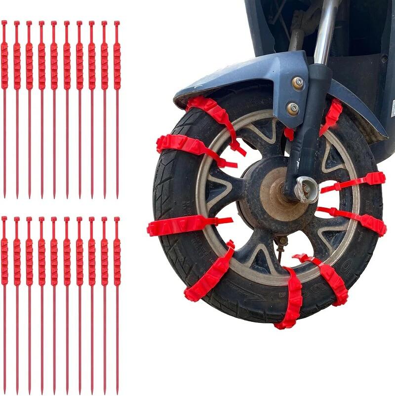 滑り止め 簡単装着 冬の必需品 緊急脱出 凍結 タイヤチェーン 雪道 オートバイ用 20本セットスノーチェ..