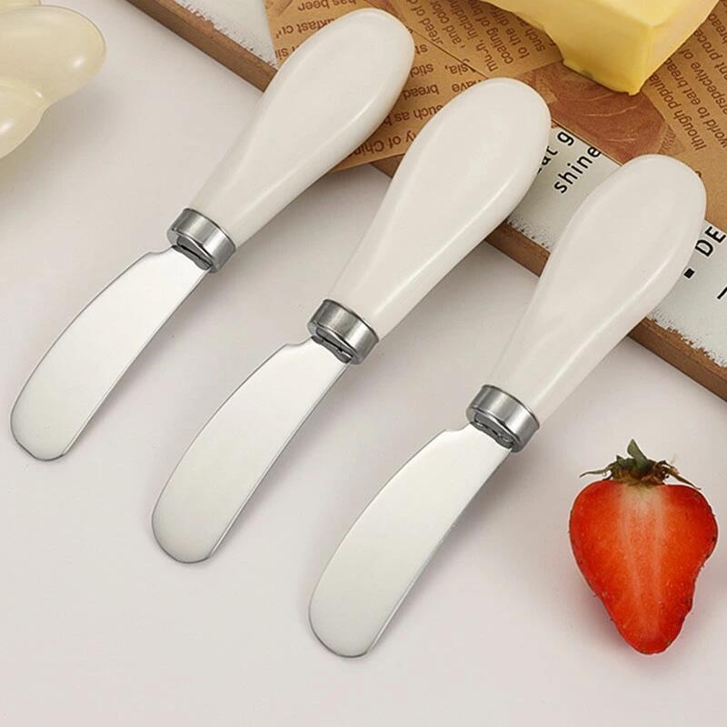 バターナイフ バター塗る コンパクトサイズ ステンレス バター セラミックハンドル ホワイト おしゃれ ..