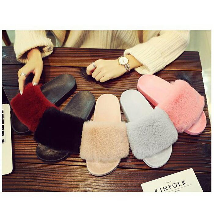 ルームシューズ スリッパ レディース レディース サンダル ファー サンダル フラットタイプ 秋冬 5色【送料無料】 ボアルームシューズ