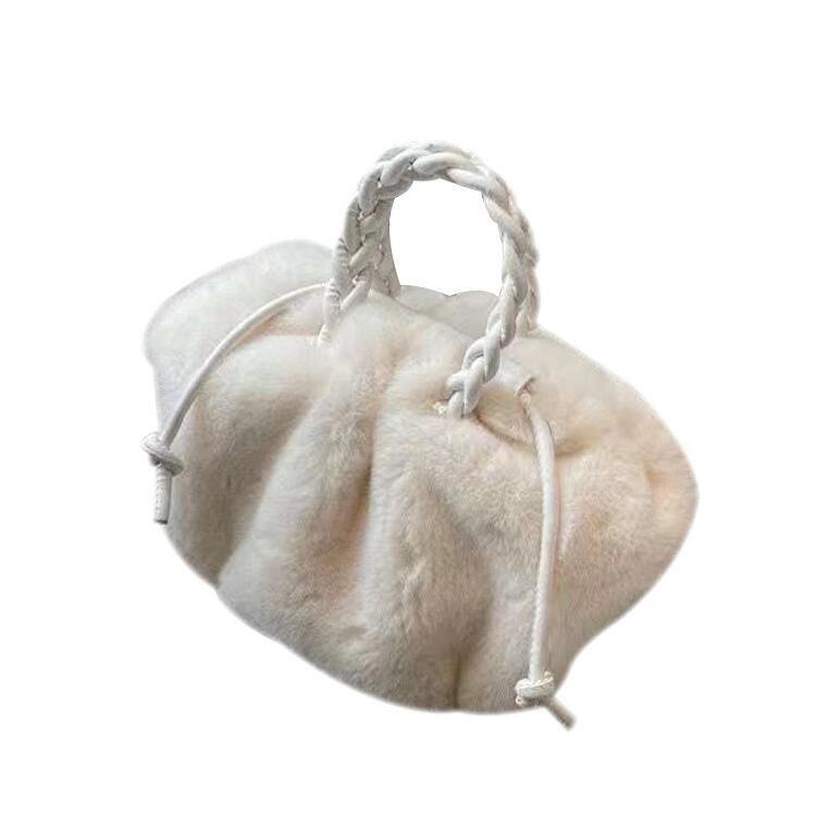 白色 斜め掛け 鞄 南瓜 モコモコ レディース バッグ かわいい 黒色 おしゃれ カバン 茶色 褶皺 ふわふ..