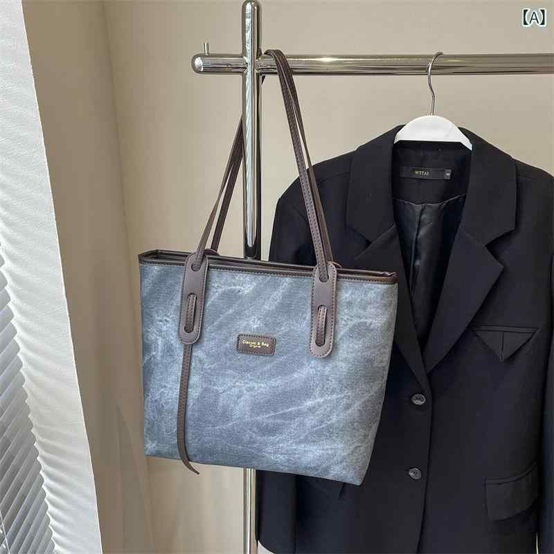 大容量 ベージュ ブラック カバン ブルー ステッチ デニム レディース 鞄 ショルダーバッグ 通勤 トー..