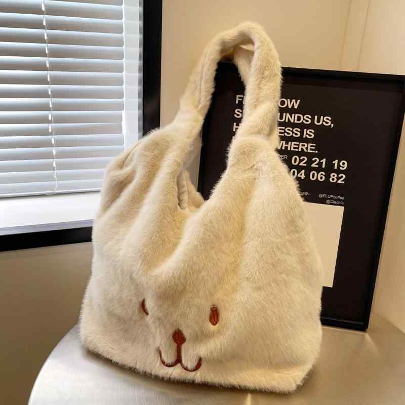 樂天商城 - お出かけ 秋冬 デイリー 大容量 バッグ ショルダーバッグ かわいい レディース トートバッグ 普段使い モコモコ オフホワイト