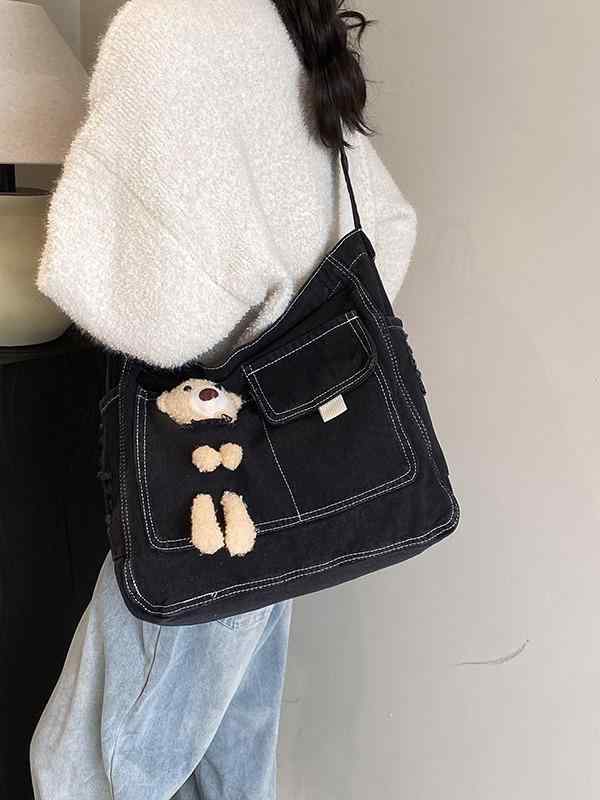 トートバッグ レディース デニム かわいい ショルダーバッグ 斜めがけ カジュアル 学生 水洗い ウォッシュ加工 普段使い