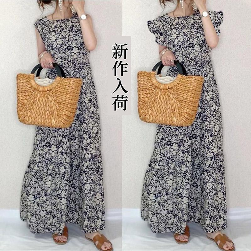 Dresses - 通勤 ワンピース ノースリーブ レディース 夏 シフォンワンピ 着痩せ 膝丈ワンピース ロング丈ワンピ 半袖 キレイめ 花柄 オシャ