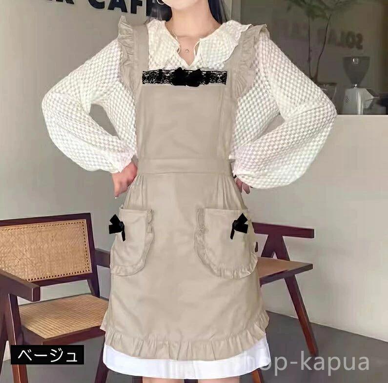 エプロン フリル ラブリー キッチン雑貨 リボン 後ろ結び 新婚さんエプロン 清楚でかわいい！6色展開 料理教室 レース(4.0)