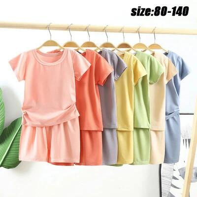 上下セット 女の子 90 セットアップ 半袖 薄手 寝巻き ルームウェア 130 男の子 110 120 男女兼用 かわいい 7色 無地 可愛い ナイトウェア おしゃれ パジャマ モダール tシャツ+半ズボン 部屋着 子供パジャマ ベビー 子供服 100 140 夏 80