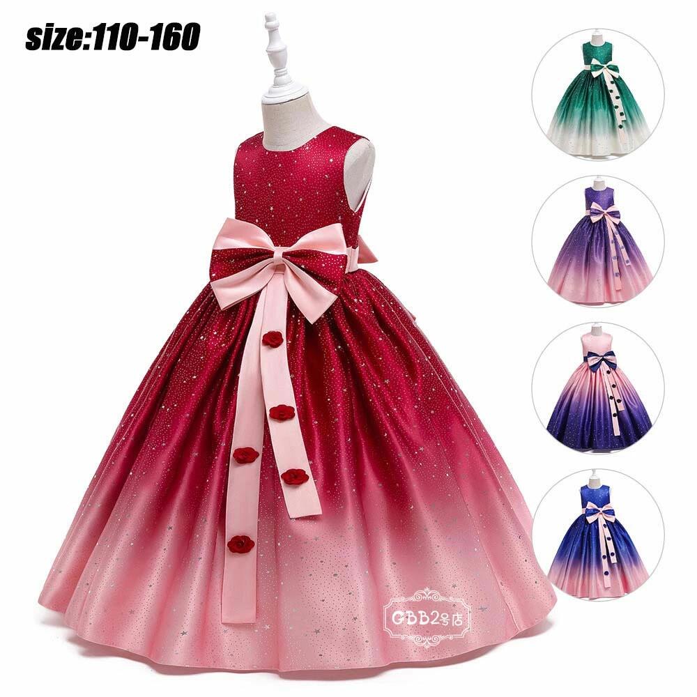 パーティードレス 結婚式 子供用 子どもドレス マキシ丈 140 120 リボン付き 130 110 ジュニア フラワーガール ロング丈 5色 入学式 発表会 ピアノ発表会 ノースリーブ 150 160 ワンピース キッズドレス フォーマルドレス 女の子