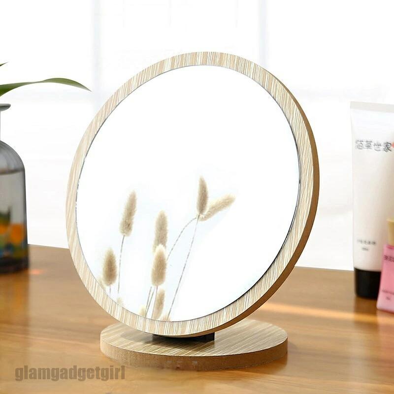 丸い おしゃれ 置き鏡 トイレ 木製 ホテル用 かがみ 洗面所 スタンドミラー メイク鏡 かわいい 化粧鏡 ..