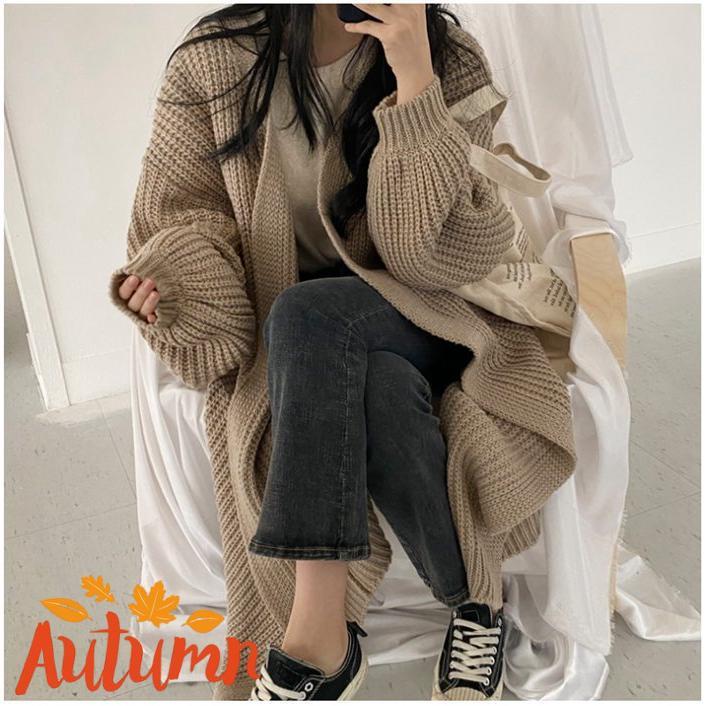 ロングカーディガン トップス 厚手 防寒 無地 ニットカーデ レディース セーター ゆったり ニットソーイング カーディガン ニット