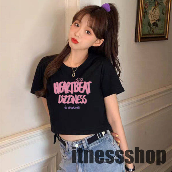 ブラックショート 半袖 サマートップアメリカンスリムフィット ストレートショルダー tシャツ