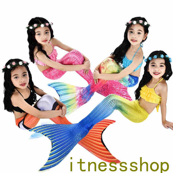 女の子 ベビー スイムウェア3点セット マーメイドガールズ 人魚姫 みずぎ コスチューム衣装 水着 イベント 写真服 ジュニア 子供