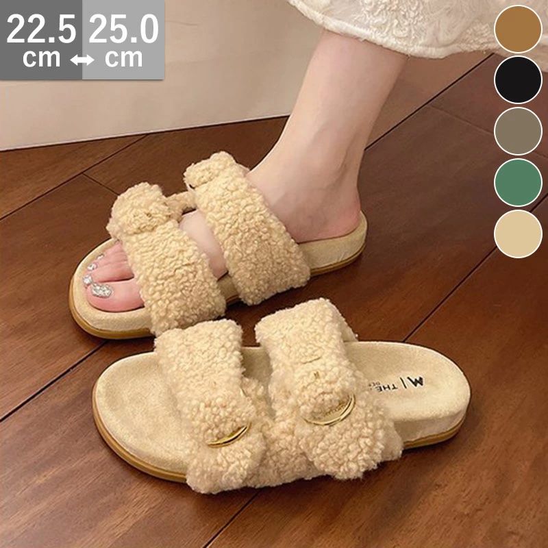 靴 シープ おすすめ エコファー 20 ベルクロ サンダル フラット スイッチアイテム おしゃれ テディ 秋 レディース ラクチン