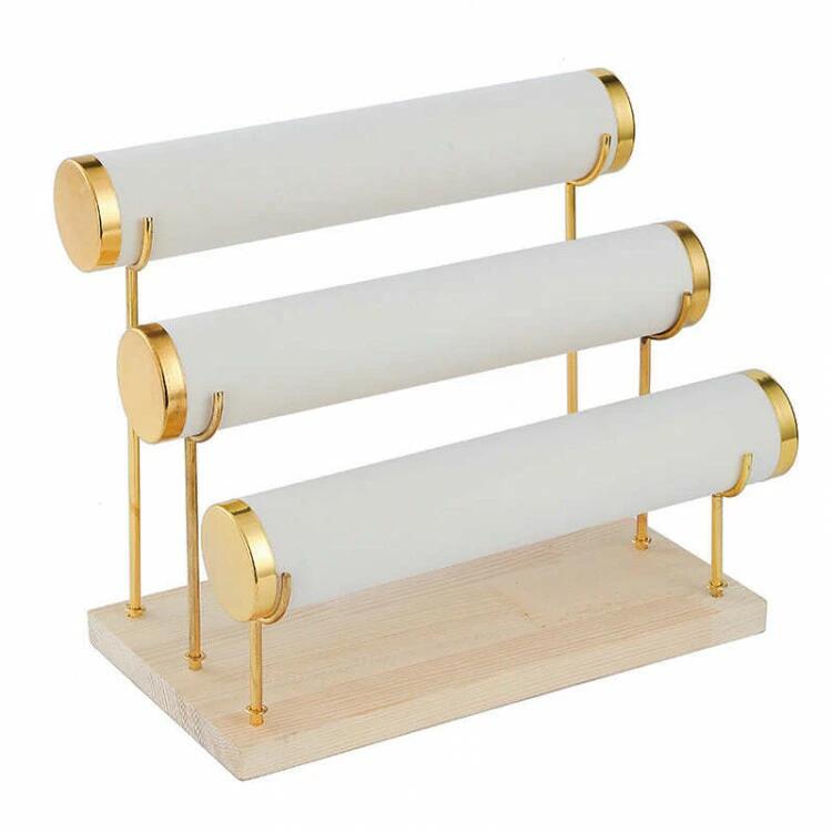 調整可能 4色選べる 木製エレガントな金縁付きブレスレットディスプレイスタンド 1〜3段階 調整可能 1〜3段階