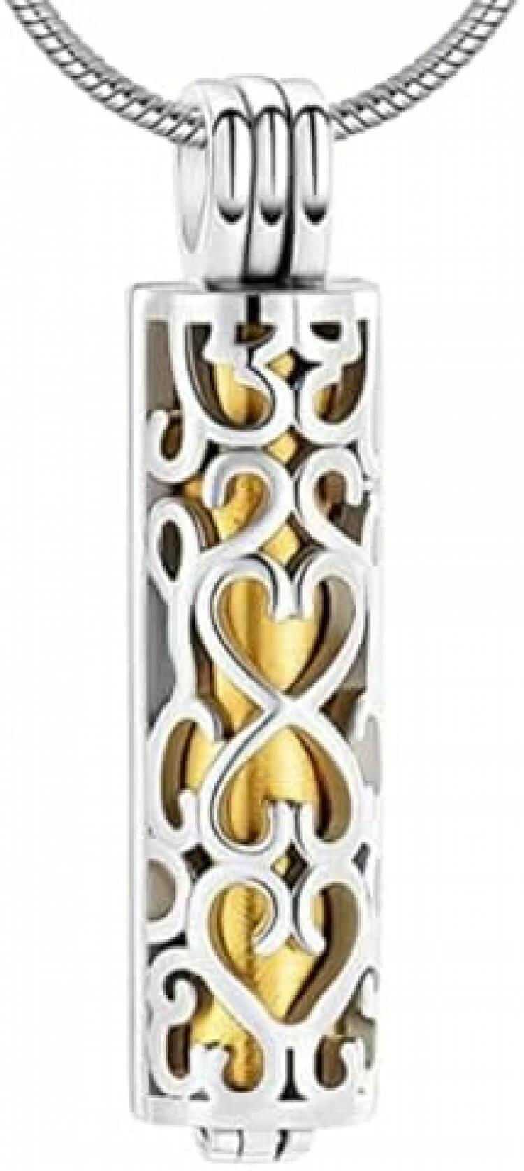 メモリアルペンダント ステンレス 遺骨収納 ハート型 火葬ジュエリー 小型 アクセサリー お守り 贈り物 シルバー