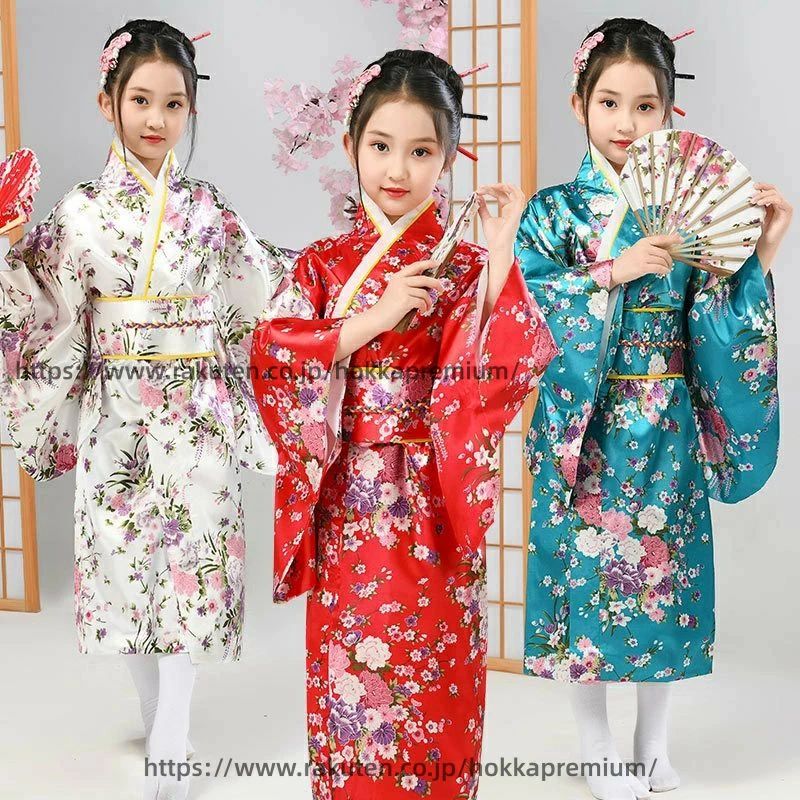 コスチューム 成人式 花魁 和服 振袖 浴衣 撮影 ハロウィン 3点セット 花柄 コスプレ ロング 仮装 子供..