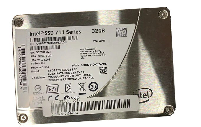 【中古】2.5インチ Intel SSD 711 Series 32GB SSDSA2SH032G2 2.5