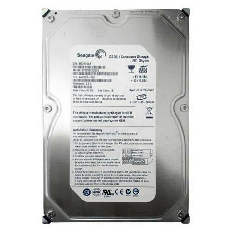  3.5インチ デスクトップPC用HDD SEAGATE 250GB ST3250823ACE　IDE ハードディスク　7200RPM★送料無料★初期保障あり 内臓ハードディスク　増設HDD