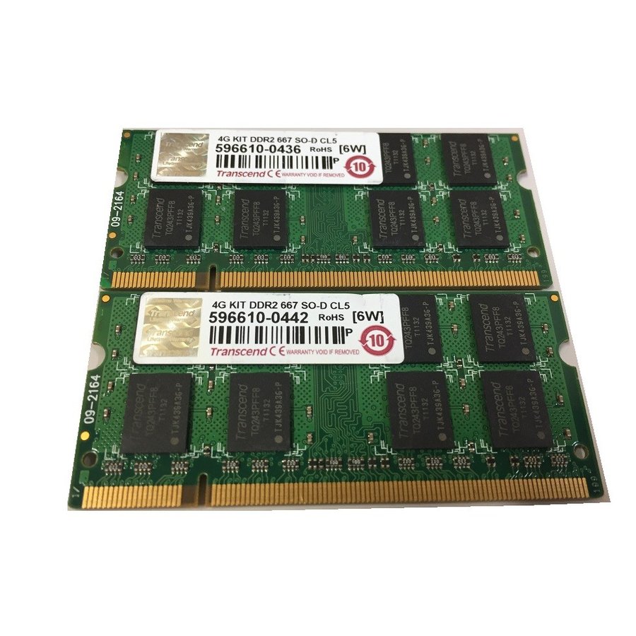 【中古】ノート用メモリ Transcend PC2-5300S DDR2 667 2GB 2枚セット 計4GB 中古メモリ【送料無料】増設メモリ