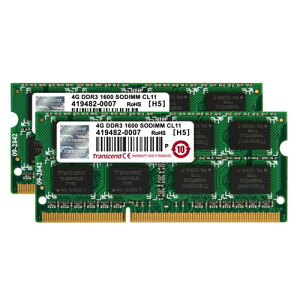 Transcend ノートPC用メモリ PC3-12800 PC3-12800S DDR3 1600 8GB 1.5V 204pin SO-DIMM Kit (4GB×2) 4GB 2枚セット【中古】