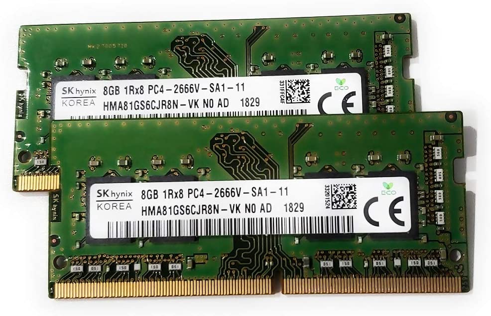 純正OEM ノートパソコン Ram HMA81GS6CJR8N-VK 16GB (2X8GB) PC4-21300 DDR4-2666MHz 非ECC Unbuffered CL19 260ピン SoDimm 1.2V シングルランク 増設メモリ ★送料無料 最短翌日届ける！！！【中古】