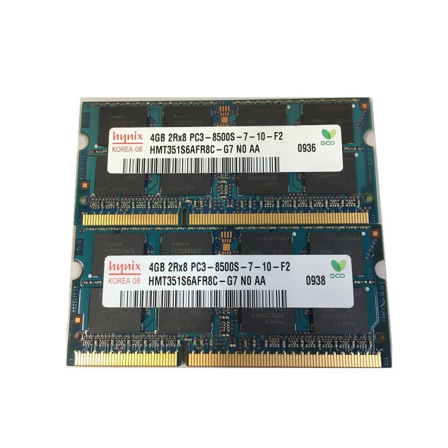 ノートPC用メモリ　HYNIX PC3-8500S DDR3 1066 4GB 2枚　計8GB【送料無料】増設メモリ【中古】