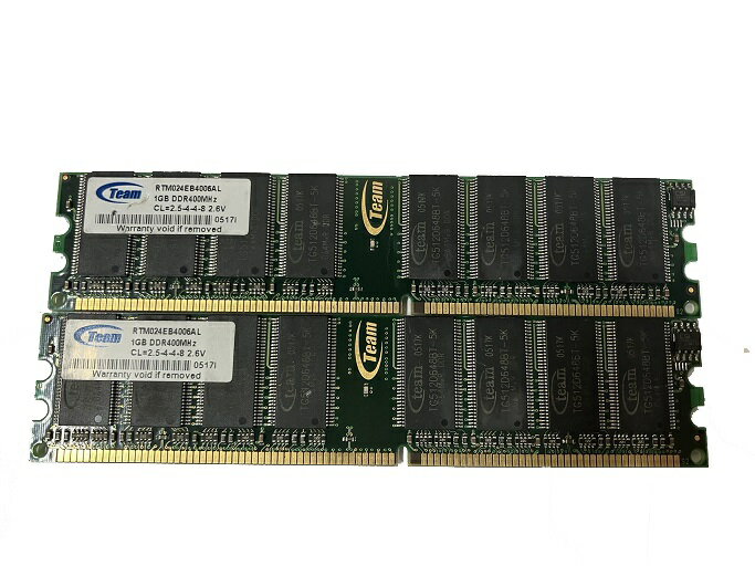 【中古】デスクトップPC用メモリ Team PC3200 DDR 400 DDR400 184PIN 1GB 2枚組 計2GB 増設メモリ★送料無料★