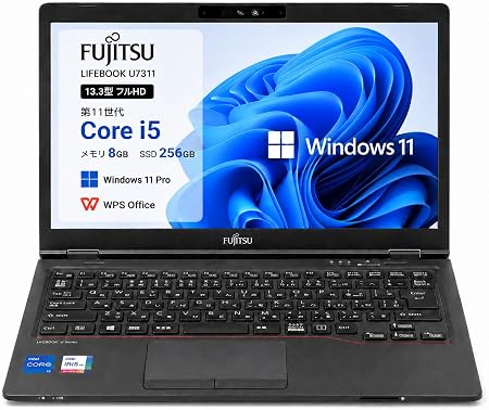 基本スペック SPECIFICATION 型番 LIFEBOOK U7311 CPU Intel Core i5-1135G7 画面 13.3インチ メモリ DDR4｜8GB ストレージ SSD 256GB カメラ 非搭載 DVD 非搭載 OS Windows 11 pro Office WPS Office 2 通信 有線LAN Wi-Fi｜Bluetooth インターフェース USB-A 3.2 ×2 USB-C 3.2 ×2 HDMI 有線LAN SDカードスロット Wi-Fi Bluetooth 付属品 ACアダプター Officeライセンスカード 安心の保証サービス 30日間 通常保証 商品お届け後30日間の動作保証がございます。 90日間 レビュー特典 商品レビューをご投稿いただいたお客様限定で、動作保証を90日間に延長いたします。 7日間 返品受付 商品お届け後7日以内であれば、理由を問わず返品を承ります。 ※お客様都合による返品の場合、返送料はお客様負担となります。 ご購入前に必ずご確認ください バッテリー バッテリーでの通電・動作を確認しております。 ただし、バッテリーは消耗品のため、駆動時間および残量については保証対象外となります。 Microsoft Office Microsoft Office搭載商品の場合、Officeライセンス認証後の返品・交換はお受けできません。あらかじめご了承ください。 商品状態 中古品のため、外装に塗装剥げ、擦り傷、シール跡などがある場合がございます。 クリーニング 商品はクリーニング・動作確認を行ったうえで出荷いたします。 安心してお買い求めいただくために 商品は動作確認・クリーニングを行ったうえで出荷しております。 商品仕様および注意事項をご確認のうえ、ご注文ください。