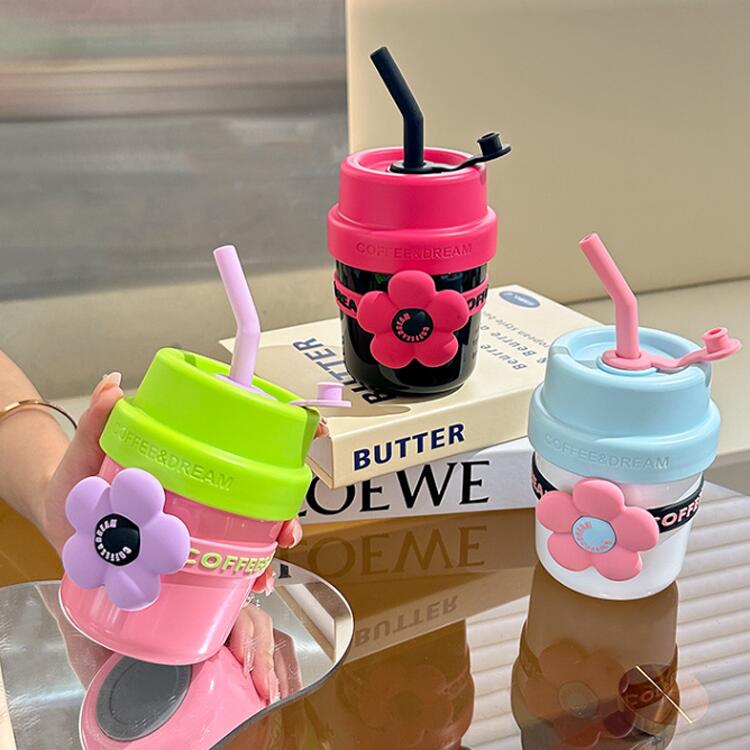 保温カップ 花柄 携帯便利 多用途 コーヒーカップ 女性 高ルックス 随行カップ コンパクト 学生 かわい..