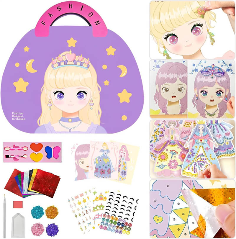 4 in 1 メイクおもちゃ 女の子 メイクぬりえ おもちゃ 女の子 メイクセット 子供が静かに集中 知育 5歳 6歳 アイシャドウペーパークラフト プリンセス ダイヤモンド画 シール貼り クリスマス 女子 おしゃれ 誕生日 プレゼント (ピンク)