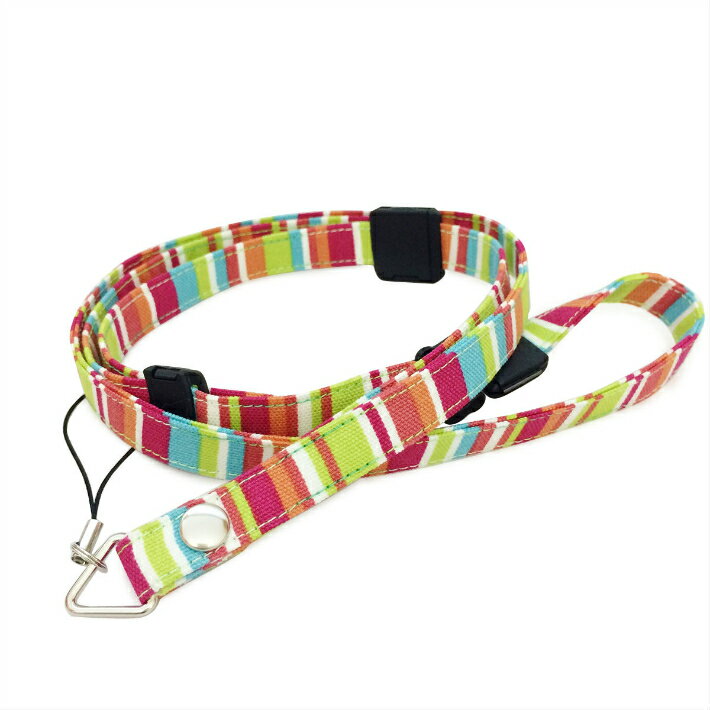 あんしんストラップ　＃カラフルストライプ　子供　キッズ　ネックストラップ　安全パーツ　長さ調節　キッズケータイ　マモリーノ　キッズフォン　みまもりケータイ　トイカメラ　カラフル