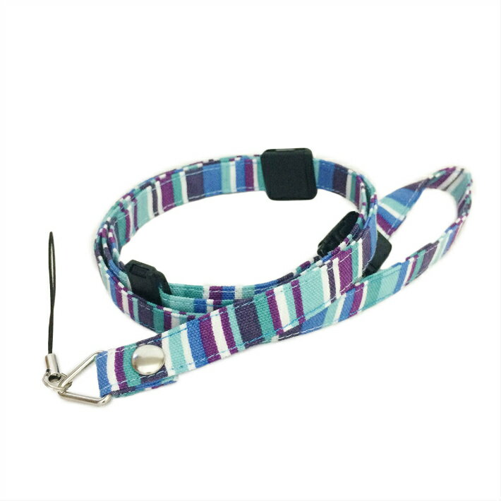 あんしんストラップ　＃ブルーストライプ　子供　キッズ　ネックストラップ　安全パーツ　長さ調節　キッズケータイ　マモリーノ　キッズフォン　みまもりケータイ　トイカメラ