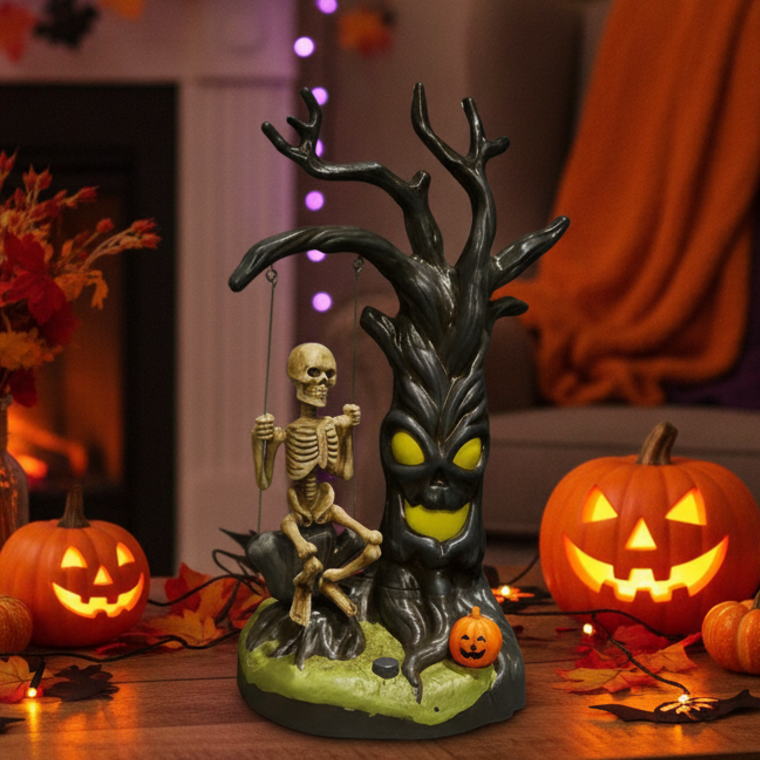 樂天商城 - ハロウィン 飾り 動く ガイコツ ムービングブランコスケルトン 音センサー 光センサー LED 点灯 音楽 合唱 スイング オブジェ ディスプレイ 置物 室内装飾 パーティー イベント HW-2025 友愛玩具