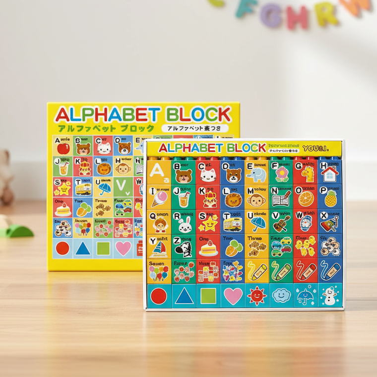 Rakuten - アルファベットブロック ポスター付 英語 知育玩具 ブロック ローマ字 学習 おもちゃ 日本製 勉強 3歳以上 幼児 こども 室内 遊び プレゼント 誕生日 ギフト 贈り物 友愛玩具 MA-50412