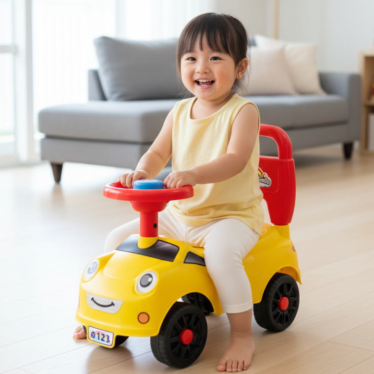 Buggy - 【6個入り】ハッピースマイル号 イエロー TY-60914YE 乗用玩具 車 おもちゃ まとめ買い 室内 足けり 乗り物 のりもの 景品 子ども会 保育園 幼稚園 イベント