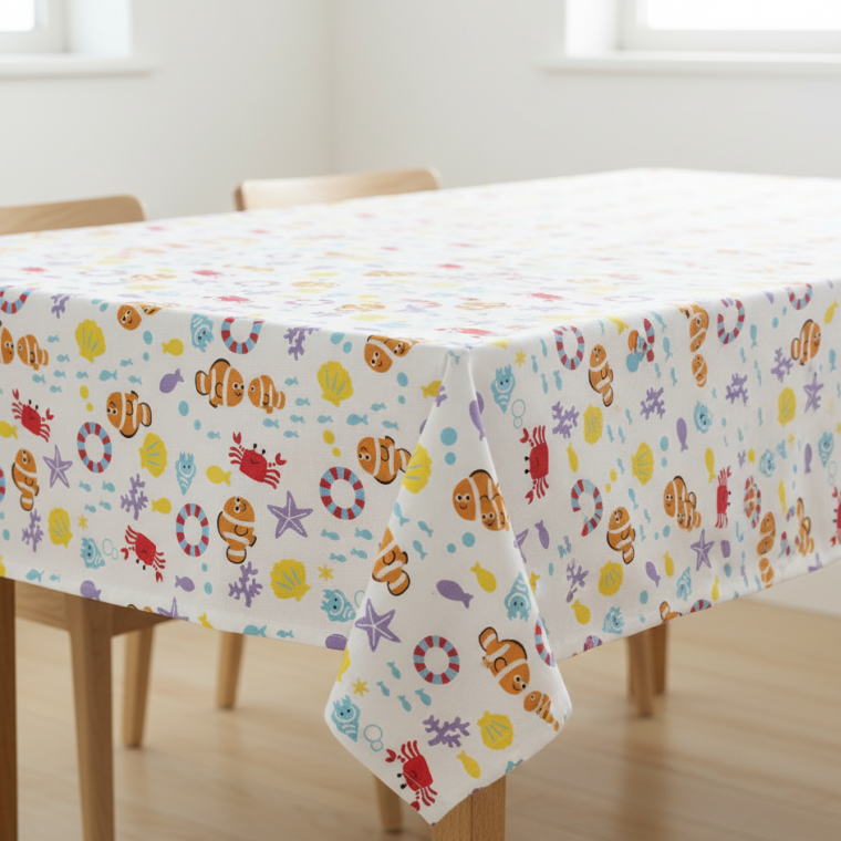 Rakuten - ハッピーSeaクロス サマー 魚柄 ハンカチ ランチクロス お弁当包み 大判 かわいい 子供 幼稚園 保育園 小学校 遠足 給食 装飾 ディスプレイ 友愛玩具 SA-1212