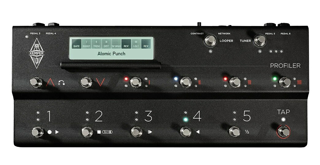 ●更なるパワー。更なる柔軟性。PROFILERが持つ全ての魅力を拡大。 PROFILER Remote MK2はPROFILER専用に設計された究極のフットコントローラーで、複雑なMIDI知識なしに直感的な操作が可能です。頑丈な筐体と大きな照明付きディスプレイを備え、ツアーミュージシャンにも安心の設計です。1本のイーサネットケーブルで接続でき、Rig切替・チューナー・ルーパー・エフェクト操作や最大4つのペダルによる多彩なコントロールに対応します。 ●リモートのプログラミング 4つのボタンは、各リグごとに個別にアサイン可能で、複数のエフェクトを同時にコントロールできます。Remote側で任意のエフェクトボタンを押しながら、PROFILER本体のエフェクトモジュールボタンを同時に押すだけで、エフェクトとボタンの紐づけが完了します。また、ステータスカラーLEDにより、スイッチ/ペダルの割り当てや用途をひと目で確認できます。 ●ツアーを想定した設計 Remoteは1本のケーブルでPROFILERに接続できます。ステージ上でも堅牢な接続を確保するため、 Neutrik etherCONコネクターを採用しています。PoE対応のイーサネットハブを使用すれば、100m（300フィート）を超える距離でも、一般的なイーサネットケーブルで接続可能です。さらに、複数のRemoteが同時に同一のPROFILERと通信することもできます。 ●コントローラーとスイッチ 背面パネルの4つのTRS端子は、エクスプレッションペダルやスイッチの接続に使用できます。ペダルはボリューム、ワウ、ピッチ、またはMorphing（単独または複数の連続パラメータをシフト可能）をコントロールでき、各リグごとに自由に設定可能です。1つのエクスプレッションペダルに対して複数の機能を割り当てることもでき、例えば「ボリューム＋ワウ＋ピッチ」を1つのペダルで同時に扱うことが可能です。 ●他機器のコントロール Remoteは、PROFILERのパフォーマンスモードにおけるMIDI OUTからプログラムチェンジメッセージを送信することで、外部MIDI機器をトリガーすることもできます。 外形寸法：420 × 180 × 75 mm（WxDxH） 質量：2.9 kg 付属品：イーサネットケーブル（7m） ※画像はサンプルです。 ※商品売り切れの際にはお取り寄せにお時間をいただく場合がございます。また在庫をご用意できない場合ご注文をキャンセルさせていただく場合がございます。