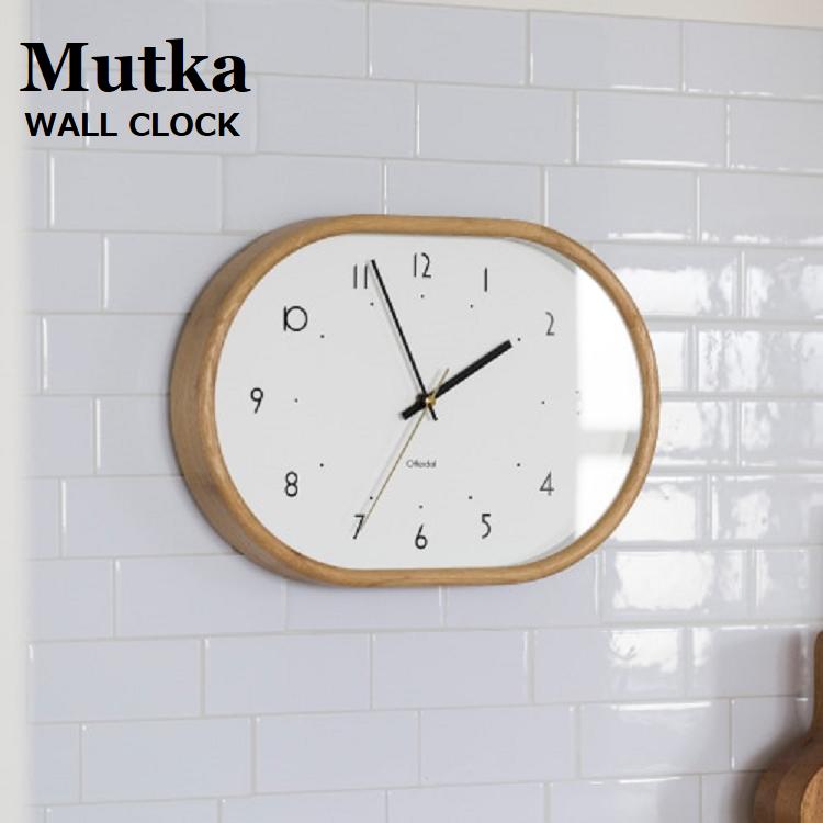 インターフォルム おしゃれ時計 CL-4428 INTERFORM Mutka ムトゥカ 時計 掛時計 掛け時計 壁掛時計 壁掛け 木製 天然木 楕円形 オーバル スィープムーブメント アナログ ナチュラルテイスト 北欧風 ホワイト