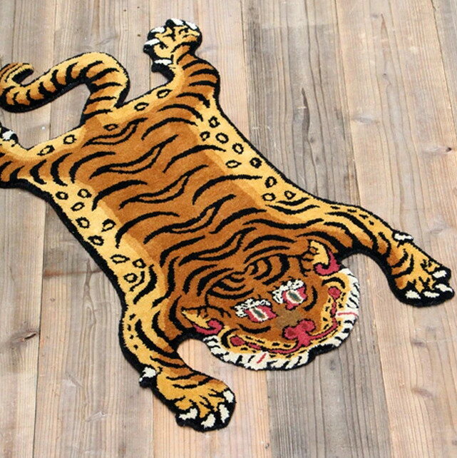 チベタン タイガーラグ DTTR-01 DTTR-02 MサイズTibetan Tiger Rug Medium 75×130cm(納期5日〜10日）ラグ 寅 虎 絨毯 カーペット チベタン マット チベタン タイガー おしゃれ チベタン ラグ DETAIL INC. espoir728-10000269 えすぽわーる セレクトショップ サンプル画像3