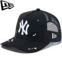ニューエラ NEW ERA キッズ 帽子 Youth 9FORTY A-Frame トラッカー Splash Embroidery ニューヨーク・ヤンキース ブラック/ブラックメッシュ 13762786