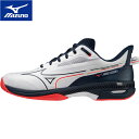 ミズノ MIZUNO メンズ レディース テニスシューズ ウエーブエクシード 5 ワイド AC オールコート WAVE EXCEED5 WIDE AC ホワイト×ネイビー×コーラル 61GA2315 14