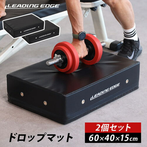 リーディングエッジ LEADING EDGE ドロップマット ダンベル マット 60 40cm 厚さ15cm ブラック LE-M60 2 計2枚セット