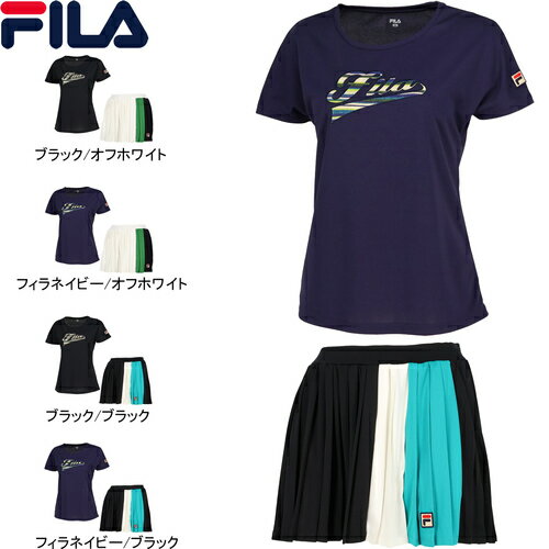 ★セールsale 10～26％OFF★ フィラ FILA レディース アップリケTシャツ VL2696 ＆ スコート VL2699 上下セット