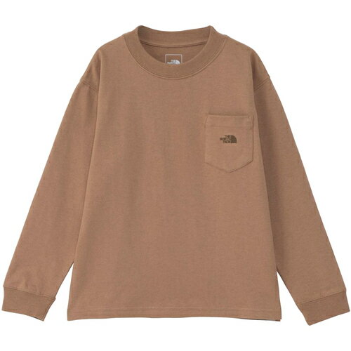 楽天YOCABITO　楽天市場店ザ・ノース・フェイス ノースフェイス キッズ シャツ ロングスリーブポケットティー L/S Pocket Tee ユーティリティブラウン NTJ82326 UB 無地 袖リブ 長袖Tシャツ 子供服 男の子 女の子 トップス 長袖Tシャツ ロンT 綿100％