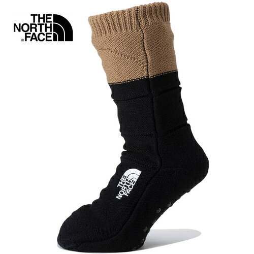 ザ ノース フェイス ノースフェイス メンズ レディース 靴下 ヌプシ ブーティ ソックス Nuptse Bootie Socks ブラウン×TNFブラック NN82233 UK ユニセックス ウィンタールームソックス ルームソックス 抗菌防臭 ボアフリース ギフト リラックス 親子連動