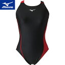 ★セールsale 10〜15%OFF★ ミズノ MIZUNO レディース 競泳水着 ACEローカット ブラック×レッド N2MA2740 96