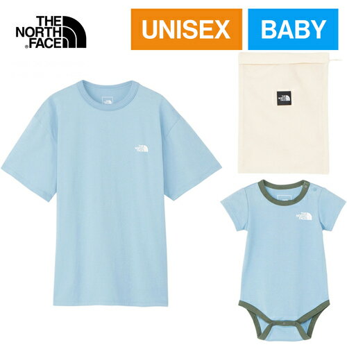 ザ・ノース・フェイス ノースフェイス メンズ レディース CRショートスリーブティー＆ベビーロンパースセット CR S/S Tee & Baby Rompers Set スティールブルー NTM12312 SE 親子 ロンパース 赤ちゃん 男の子 女の子 パパ ママ 娘 息子 リンクコーデ 親子ペア セット お揃い