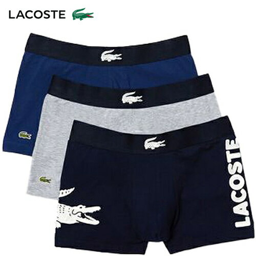 ラコステ パンツ メンズ ラコステ LACOSTE メンズ インナーウェア マルチデザイン3パックトランクショーツ ネイビー 5H1803L BCK