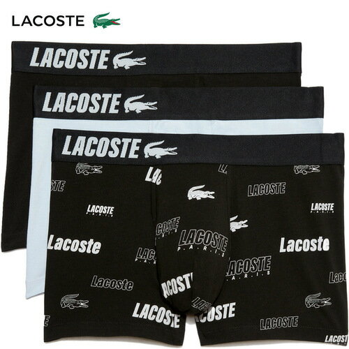 ラコステ パンツ メンズ ラコステ LACOSTE メンズ インナーウェア ストレッチコットントランクショーツ3パック ブラック 5H8394-10 ILYBLACK/PHOENIXBLUE-BLACK