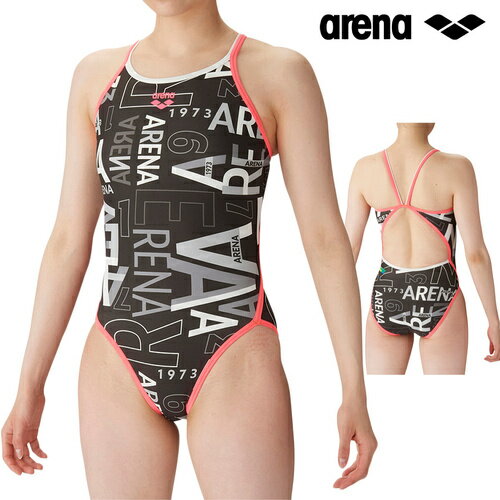アリーナ arena レディース 競泳水着 ECOタフ トレーニングワンピース オープンバック ブラック×ピンク SAR-4133W BKPK