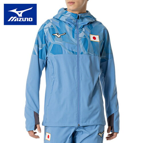ミズノ MIZUNO メンズ レディース トレーニングウェア パーカー オーセンティックストレッチクロスフーディ パリジャンブルー 32MCBPA3 27